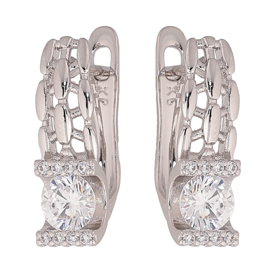 Сережки Xuping колір Родій англійський замок "Візерунок з кристалами" фото №1