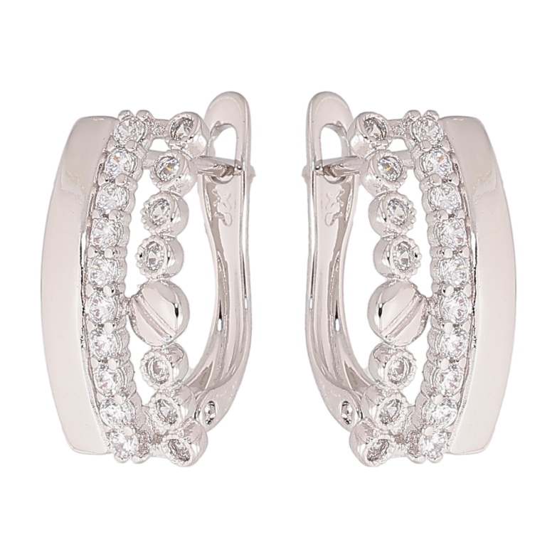 Сережки Xuping колір Родій англійський замок "Візерунок з кристалами" фото №1