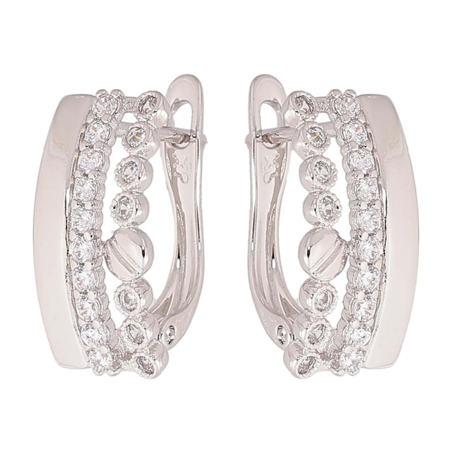 Сережки Xuping колір Родій англійський замок "Візерунок з кристалами" фото №1