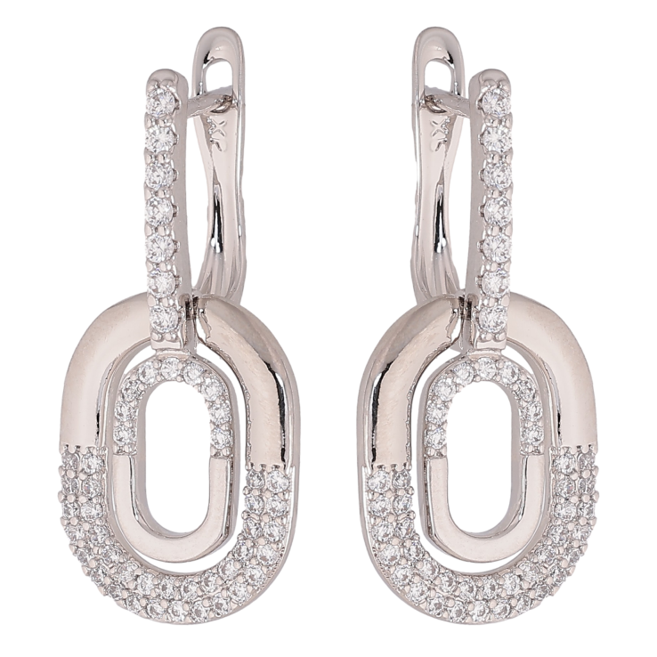 Серьги Xuping цвет Родий английский замок "Подвески с кристаллами" фото №24