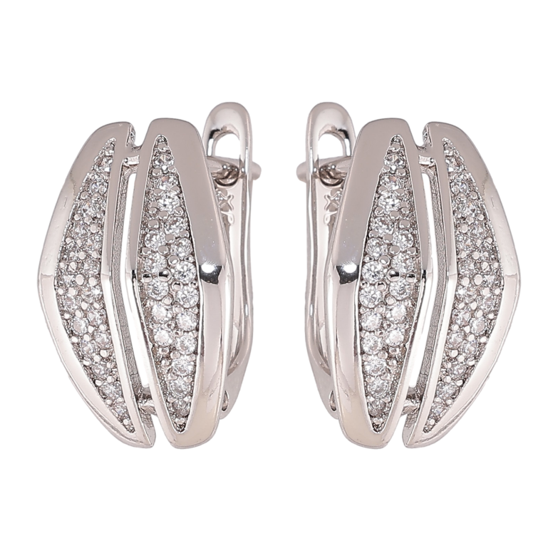 Сережки Xuping колір Родій англійський замок "Візерунок з кристалами" фото №2