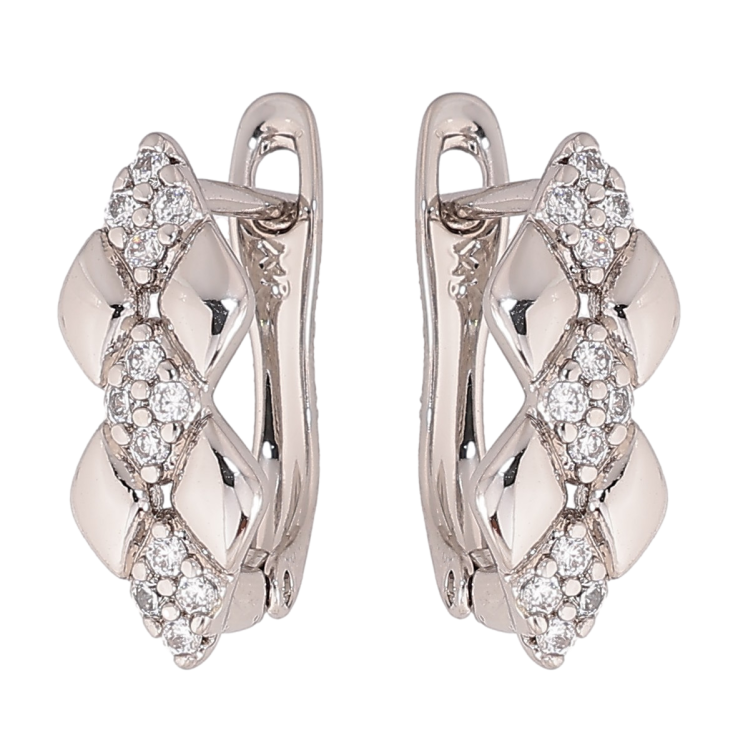 Серьги Xuping цвет Родий английский замок "Узор с кристаллами" фото №19