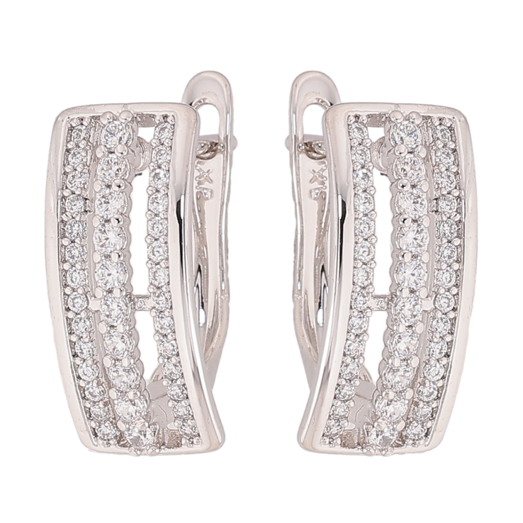 Сережки Xuping колір Родій англійський замок "Візерунок з кристалами" фото №25