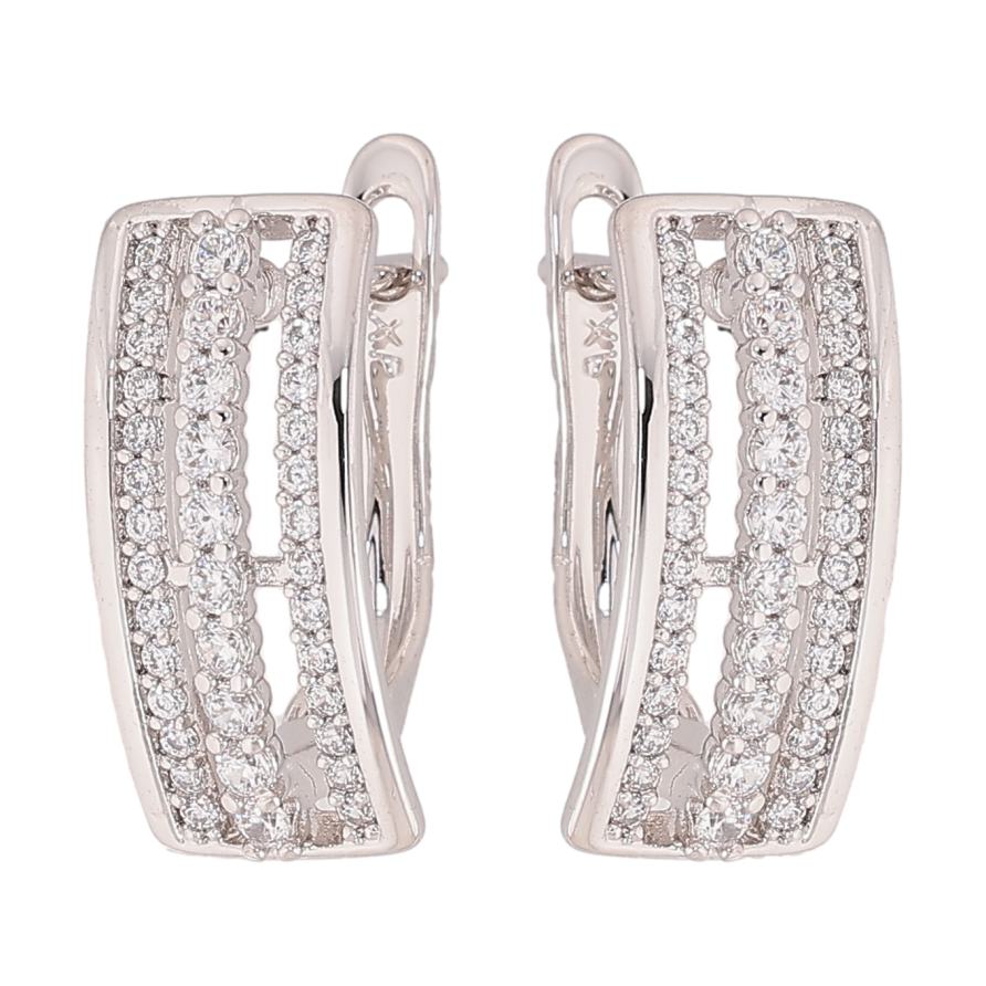 Сережки Xuping колір Родій англійський замок "Візерунок з кристалами" фото №1