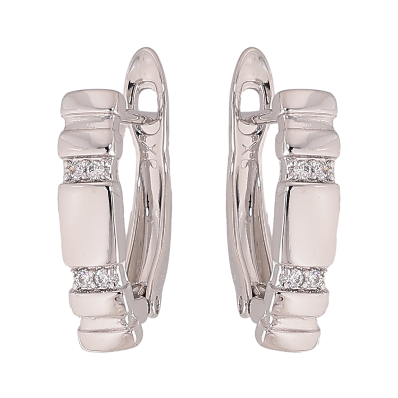 Сережки Xuping колір Родій англійський замок "Візерунок з кристалами" фото №1