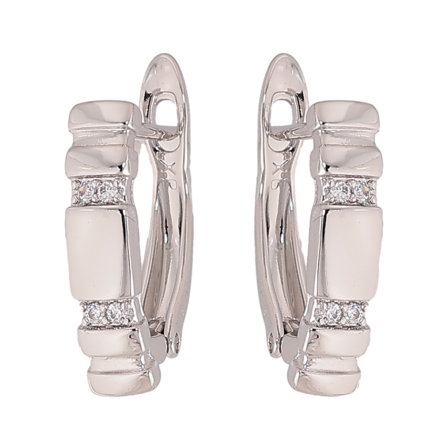 Сережки Xuping колір Родій англійський замок "Візерунок з кристалами" фото №1