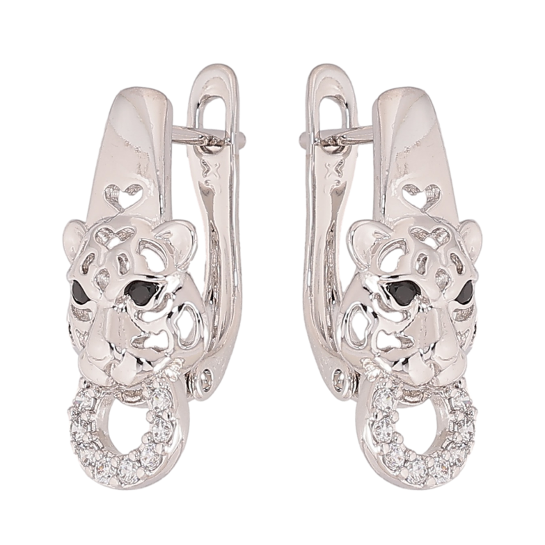 Сережки Xuping колір Родій англійський замок "Тигри" фото №1