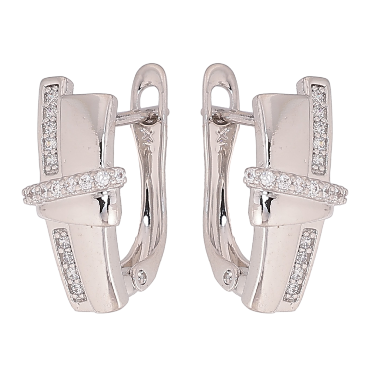 Сережки Xuping колір Родій англійський замок "Візерунок з кристалами" фото №25