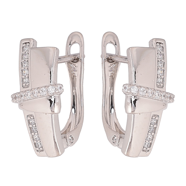 Сережки Xuping колір Родій англійський замок "Візерунок з кристалами" фото №1