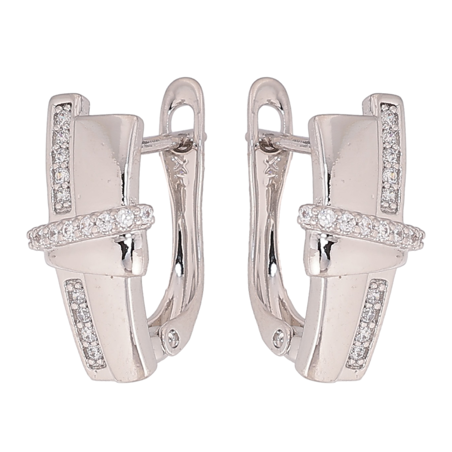 Сережки Xuping колір Родій англійський замок "Візерунок з кристалами" фото №1