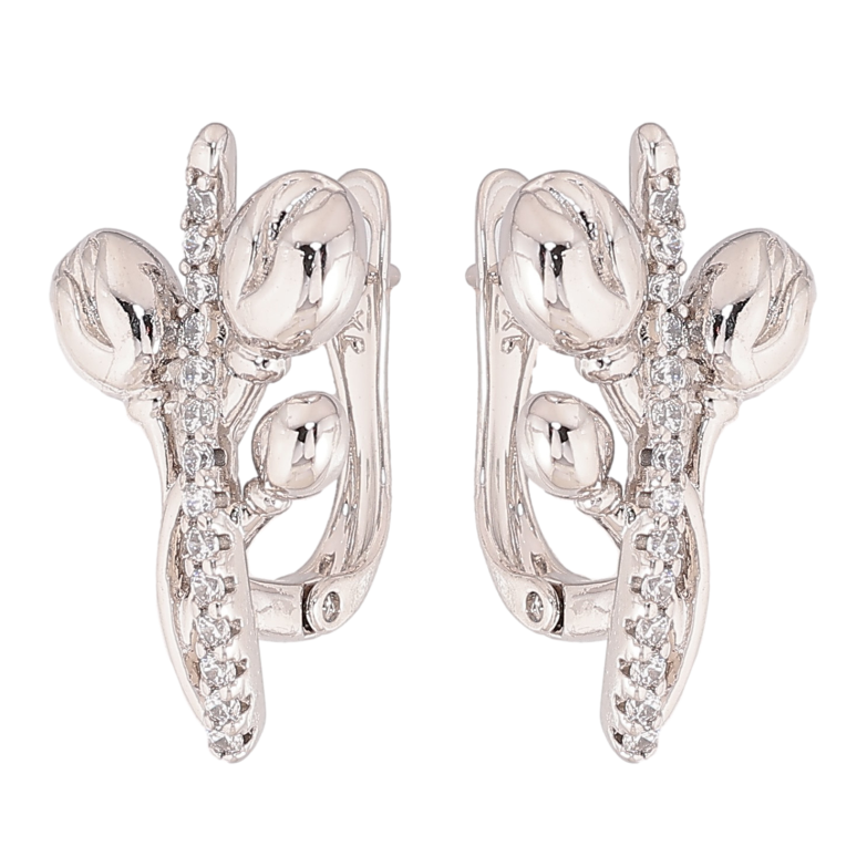 Сережки Xuping колір Родій англійський замок "Квіточки з кристалами" фото №1