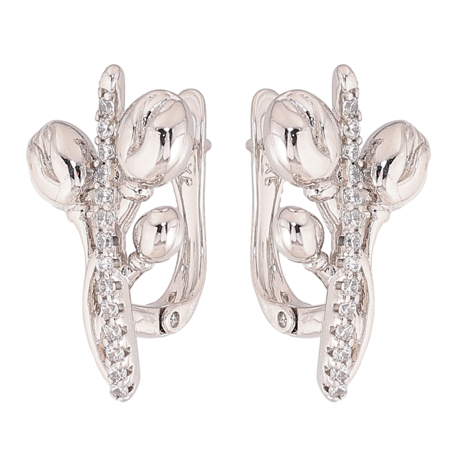 Сережки Xuping колір Родій англійський замок "Квіточки з кристалами" фото №1