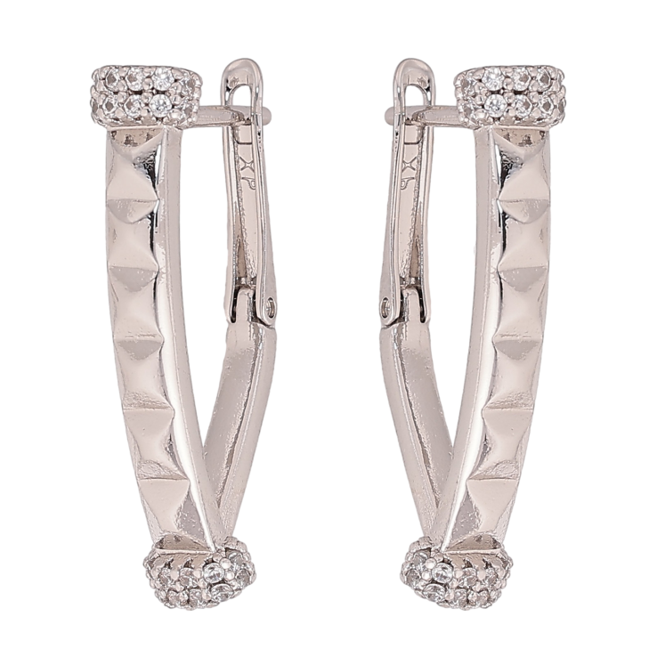 Сережки Xuping колір Родій англійський замок "Візерунок з кристалами" фото №17