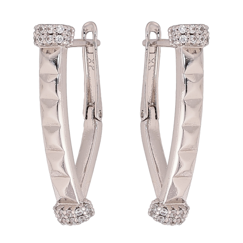 Сережки Xuping колір Родій англійський замок "Візерунок з кристалами" фото №1