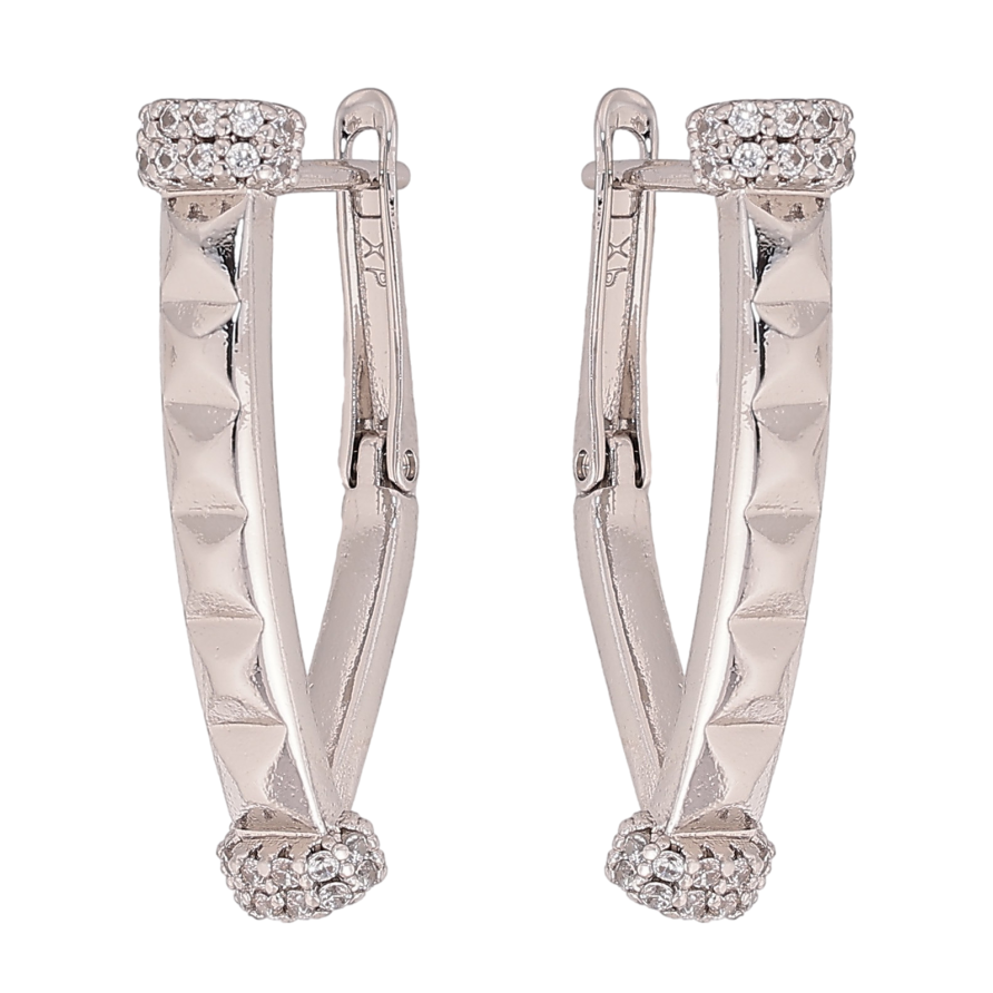 Сережки Xuping колір Родій англійський замок "Візерунок з кристалами" фото №1