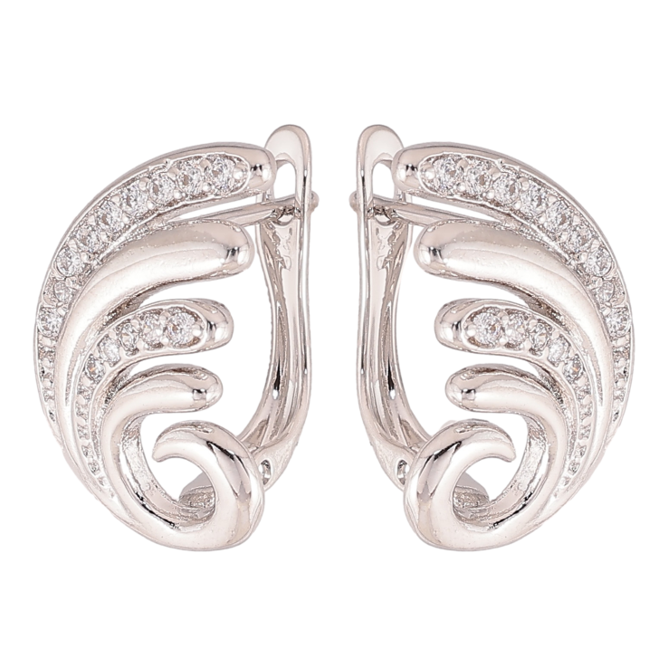 Сережки Xuping колір Родій англійський замок "Візерунок з кристалами" фото №19