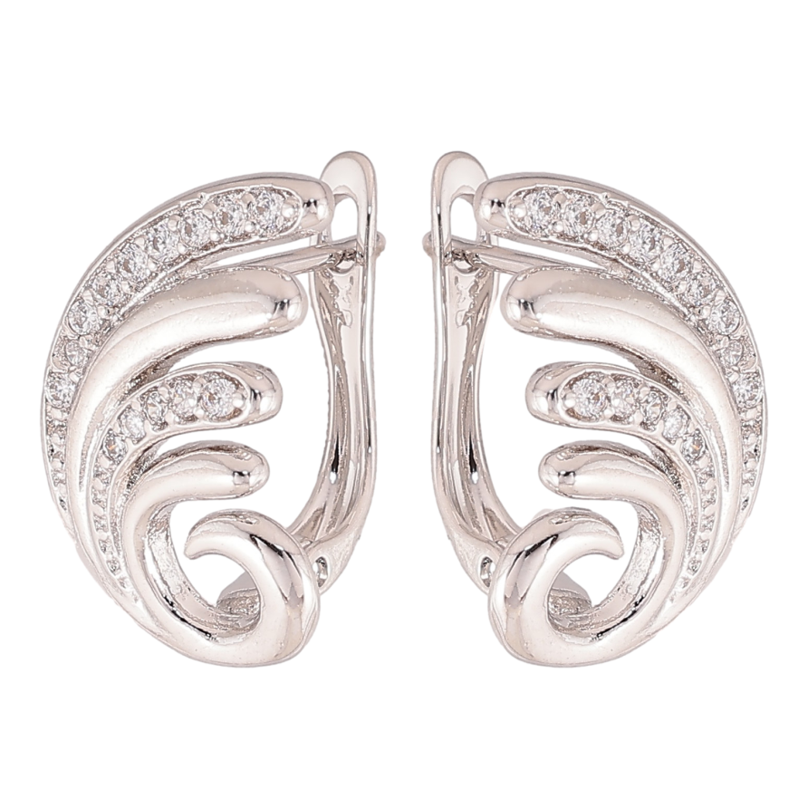 Сережки Xuping колір Родій англійський замок "Візерунок з кристалами" фото №1