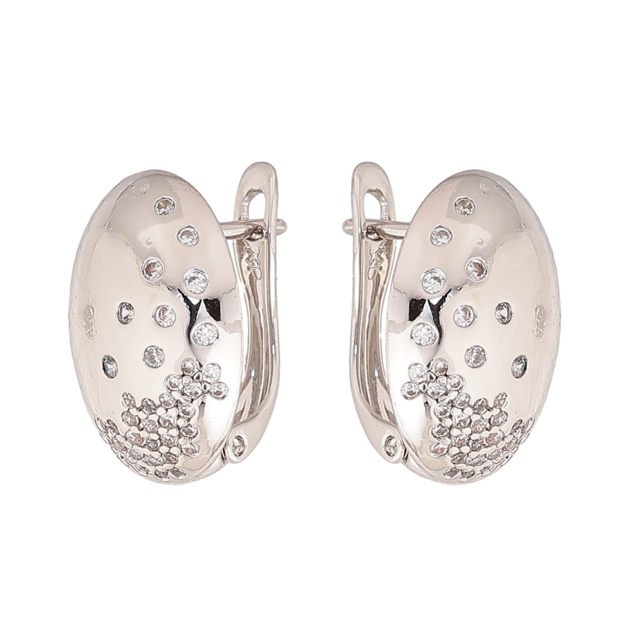 Сережки Xuping колір Родій англійський замок "Візерунок з кристалами" фото №1