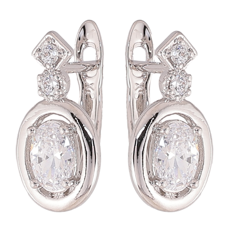 Сережки Xuping колір Родій англійський замок "Візерунок з кристалами" фото №9