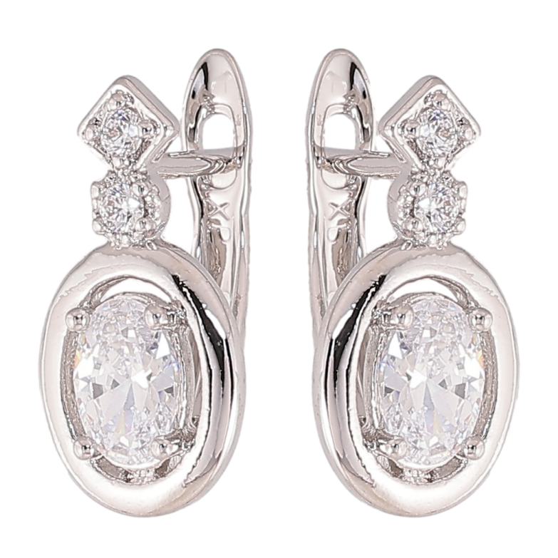 Сережки Xuping колір Родій англійський замок "Візерунок з кристалами" фото №1