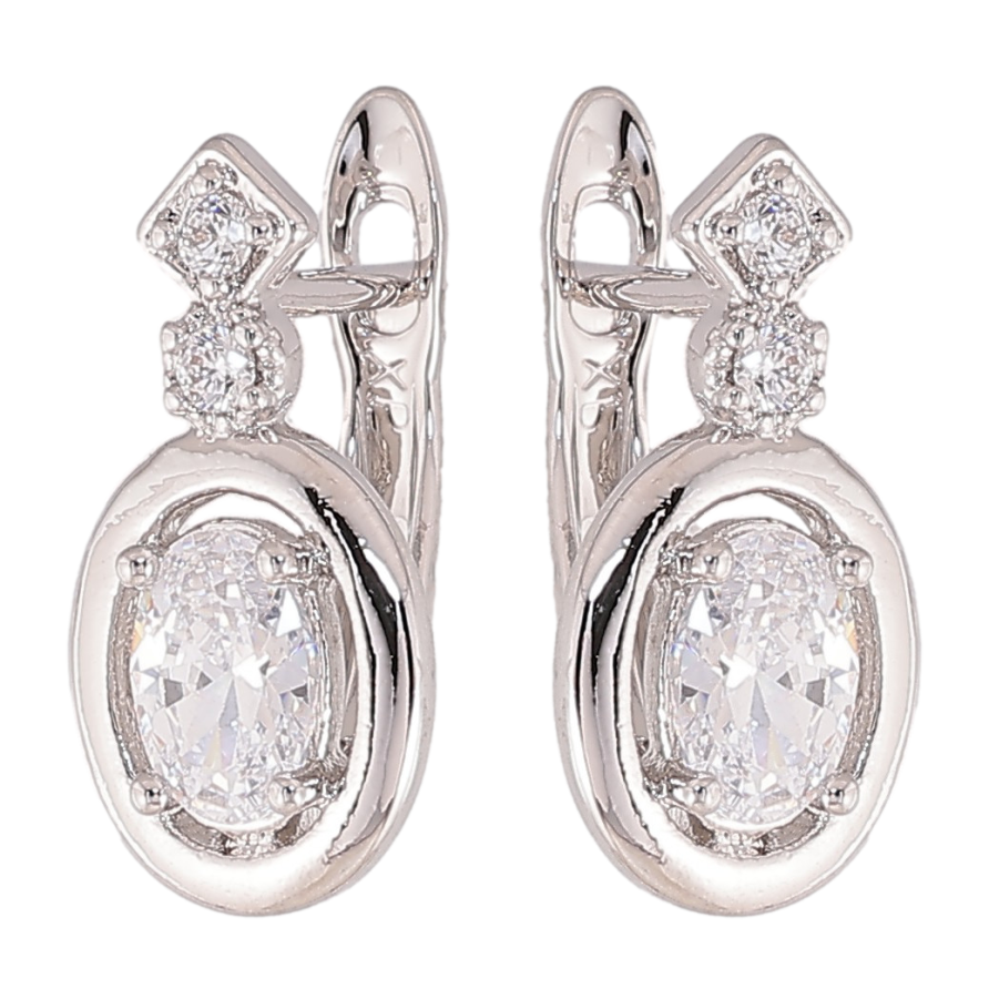 Сережки Xuping колір Родій англійський замок "Візерунок з кристалами" фото №1