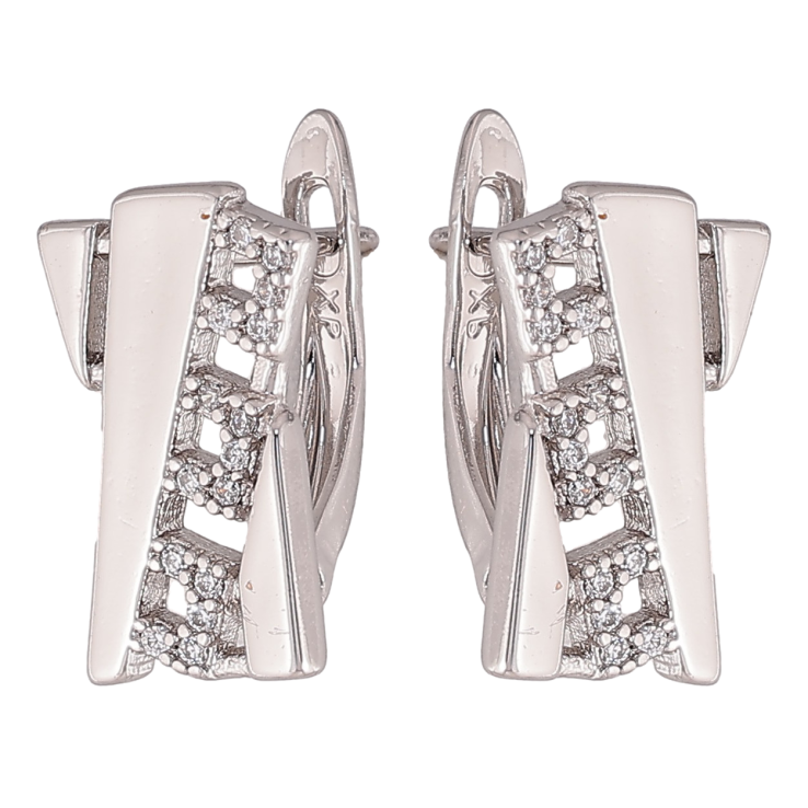 Сережки Xuping колір Родій англійський замок "Візерунок з кристалами" фото №19 Сережки Xuping колір Родій англійський замок "Візерунок з кристалами" фото №19