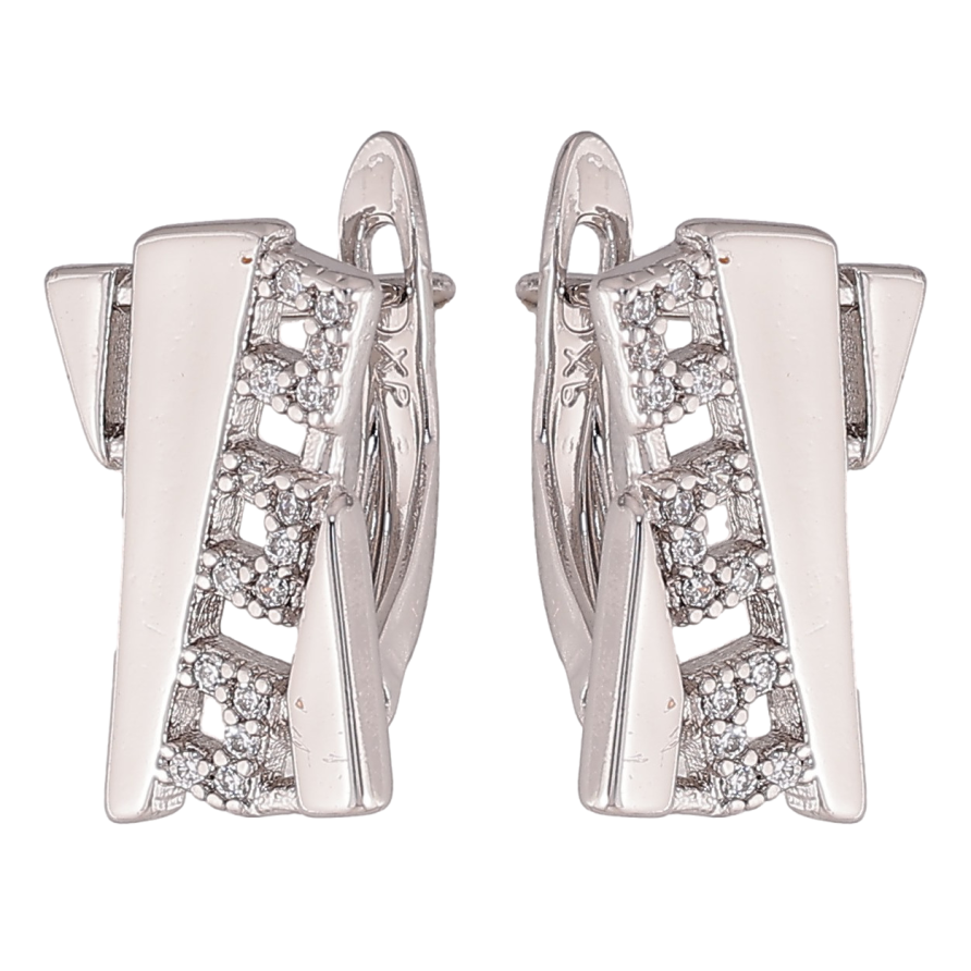 Сережки Xuping колір Родій англійський замок "Візерунок з кристалами" фото №1 Сережки Xuping колір Родій англійський замок "Візерунок з кристалами" фото №1