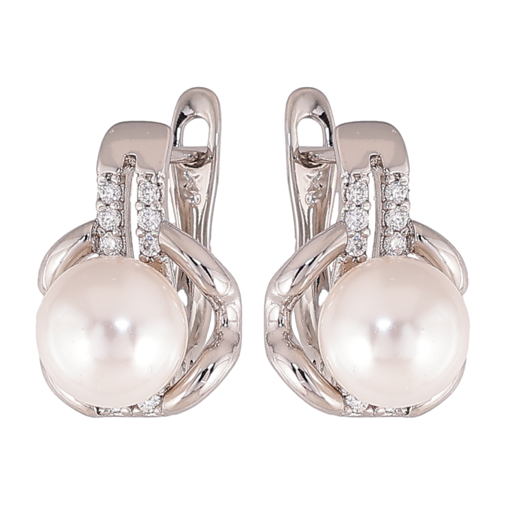 Сережки Xuping колір Родій англійський замок "Візерунок з кристалами і перлинами" фото №13 Сережки Xuping колір Родій англійський замок "Візерунок з кристалами і перлинами" фото №13