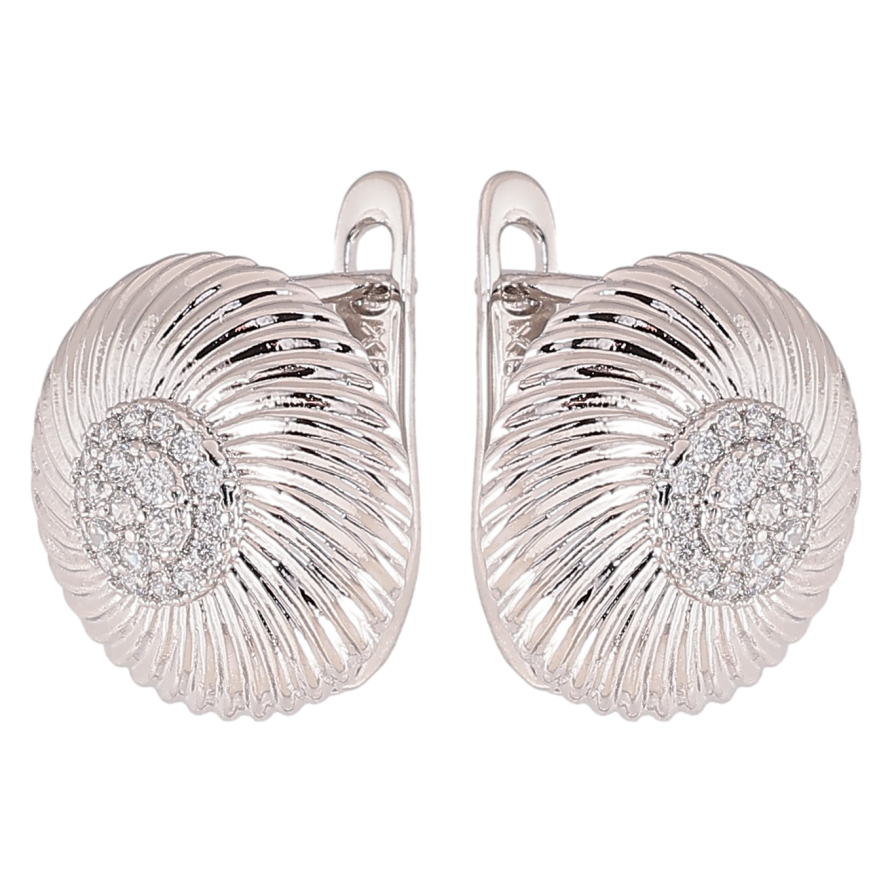 Сережки Xuping колір Родій англійський замок "Візерунок з кристалами" фото №1 Сережки Xuping колір Родій англійський замок "Візерунок з кристалами" фото №1