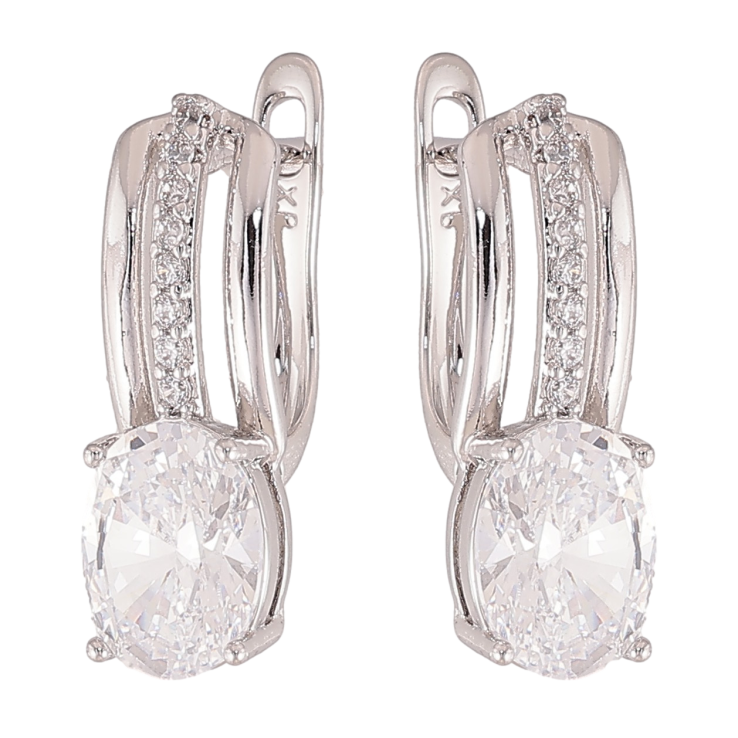 Сережки Xuping колір Родій англійський замок "Візерунок з кристалами" фото №9 Сережки Xuping колір Родій англійський замок "Візерунок з кристалами" фото №9