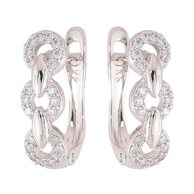 Сережки Xuping колір Родій англійський замок "Візерунок з кристалами" фото №3