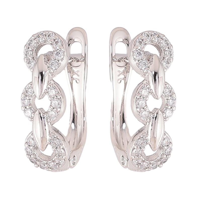 Сережки Xuping колір Родій англійський замок "Візерунок з кристалами" фото №1