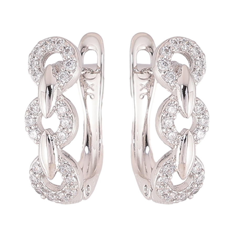 Сережки Xuping колір Родій англійський замок "Візерунок з кристалами" фото №1