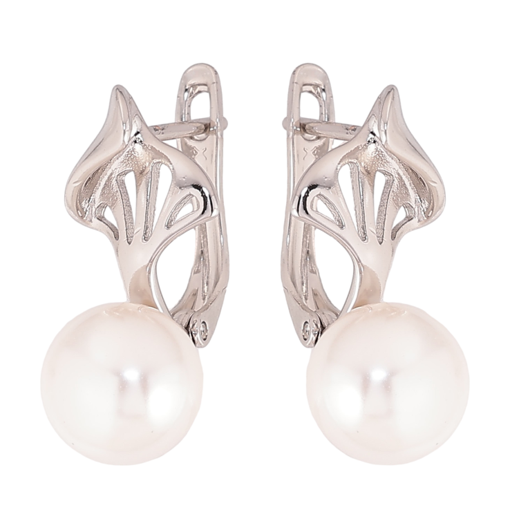 Сережки Xuping колір Родій англійський замок "Візерунок з перлинами" фото №15