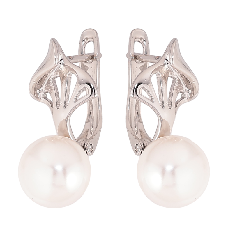 Сережки Xuping колір Родій англійський замок "Візерунок з перлинами" фото №1