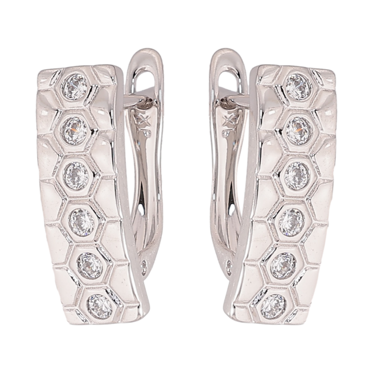 Сережки Xuping колір Родій англійський замок "Візерунок з кристалами" фото №15