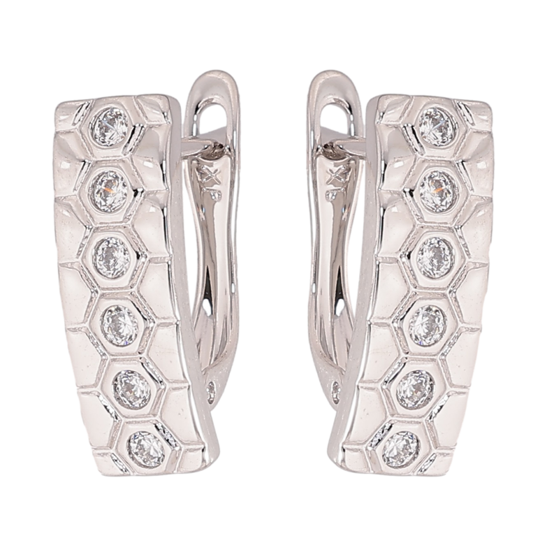 Сережки Xuping колір Родій англійський замок "Візерунок з кристалами" фото №1