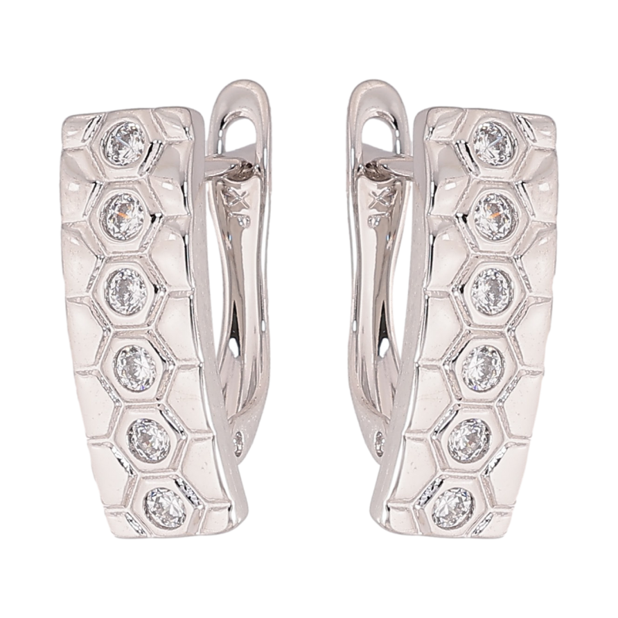 Сережки Xuping колір Родій англійський замок "Візерунок з кристалами" фото №1