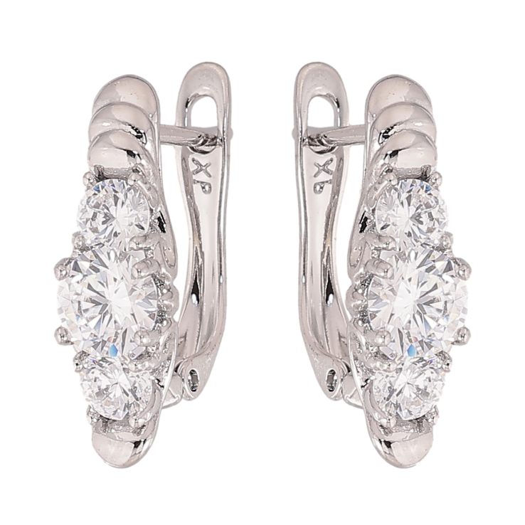 Сережки Xuping колір Родій англійський замок "Візерунок з кристалами" фото №13