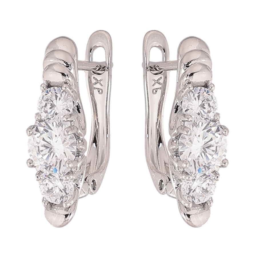 Сережки Xuping колір Родій англійський замок "Візерунок з кристалами" фото №1