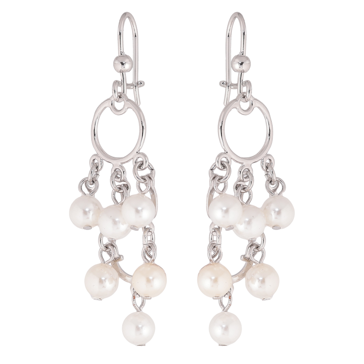 Серьги Xuping цвет Родий французский замок "Декоративные подвески с жемчужными бусинами" фото №9