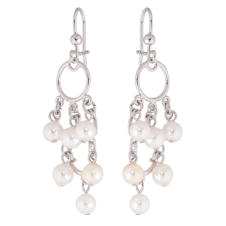 Серьги Xuping цвет Родий французский замок "Декоративные подвески с жемчужными бусинами" фото №1
