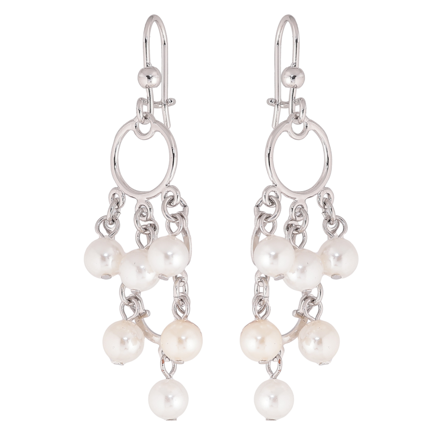 Серьги Xuping цвет Родий французский замок "Декоративные подвески с жемчужными бусинами" фото №1