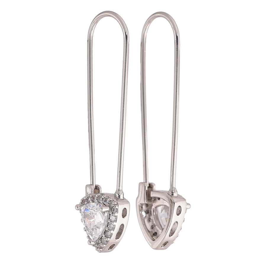 Серьги Xuping цвет Родий французский замок "Булавки с кристаллами" фото №1