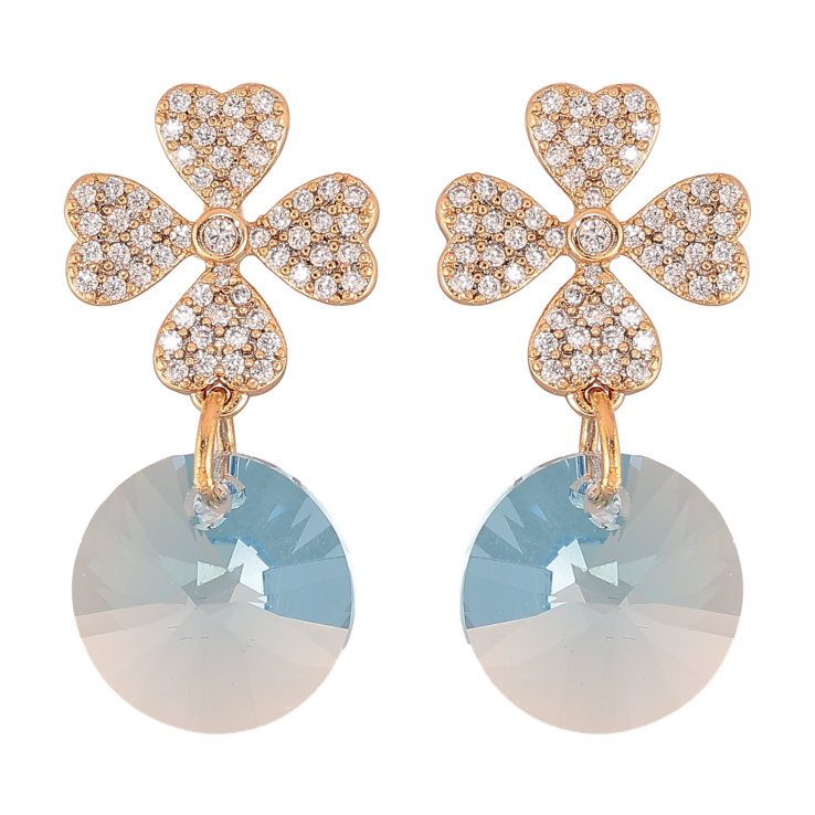 Серьги Xuping цвет Позолота 18К с кристаллами Swarovski пусеты "Цветочки с кристаллами Aquamarine" фото №22 Серьги Xuping цвет Позолота 18К с кристаллами Swarovski пусеты "Цветочки с кристаллами Aquamarine" фото №22