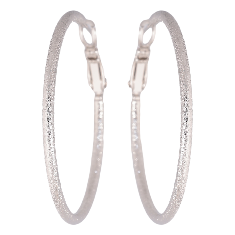 Серьги Xuping цвет Родий кольца (конго) "Узор шагренью" ø 4см фото №1