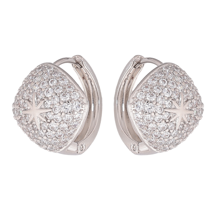 Серьги Xuping цвет Родий колечки "Инкрустация кристаллами" фото №23