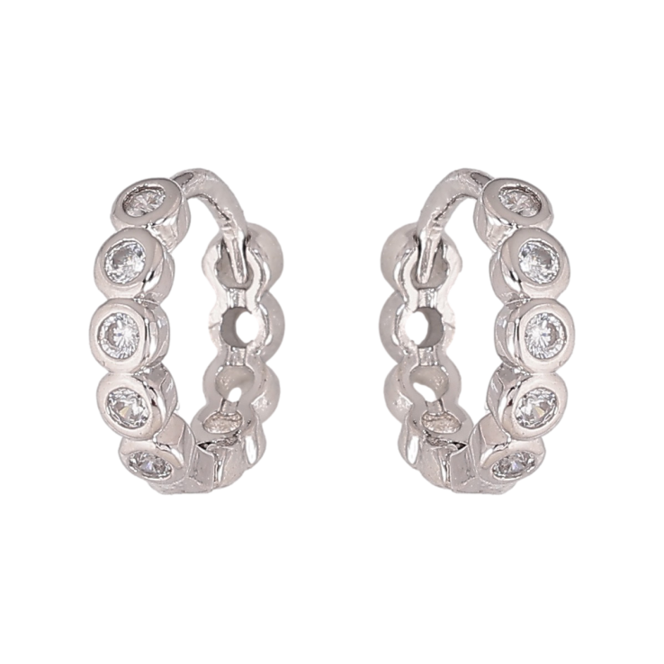 Серьги Xuping цвет Родий колечки "Дорожки кристаллов" фото №18