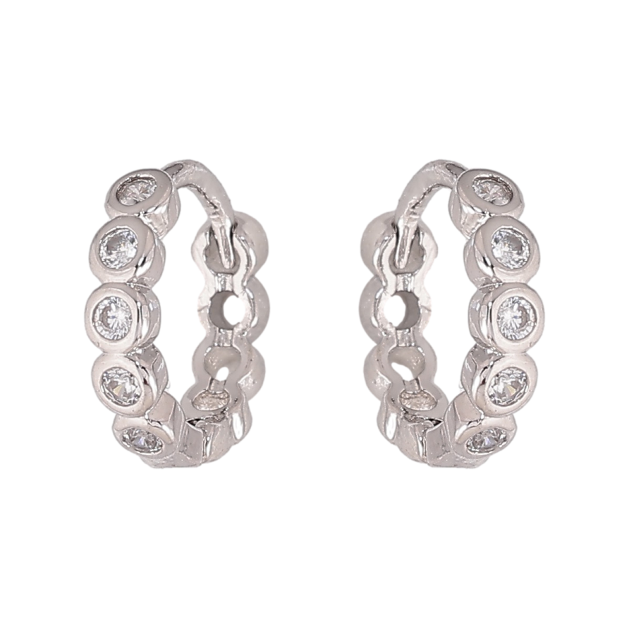 Серьги Xuping цвет Родий колечки "Дорожки кристаллов" фото №1 Серьги Xuping цвет Родий колечки "Дорожки кристаллов" фото №1