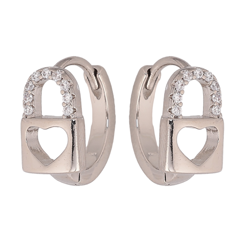 Сережки Xuping колір Родій колечка "Замочки" фото №1